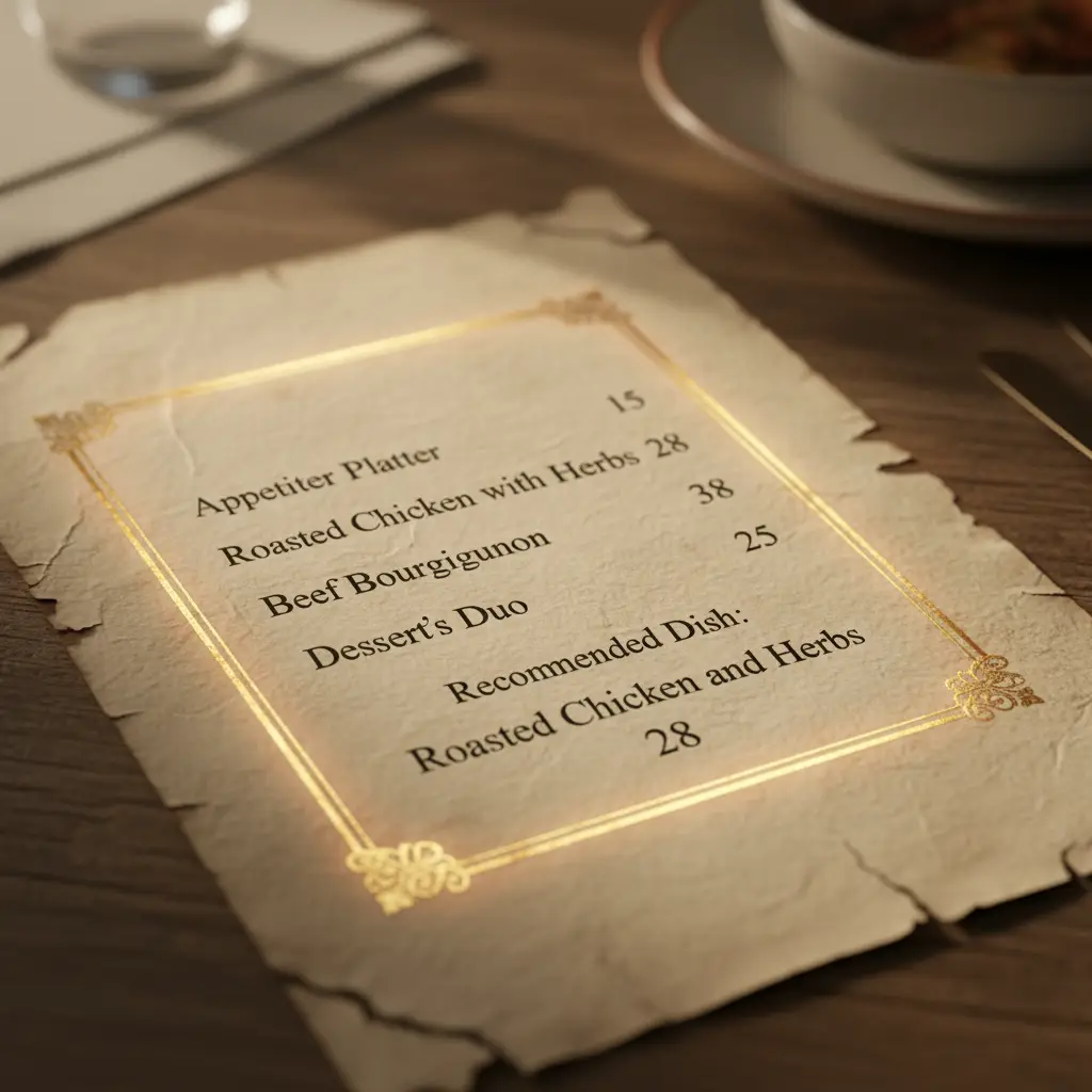 Carta con precios psicológicos y plato recomendado — pricing psicológico restaurante